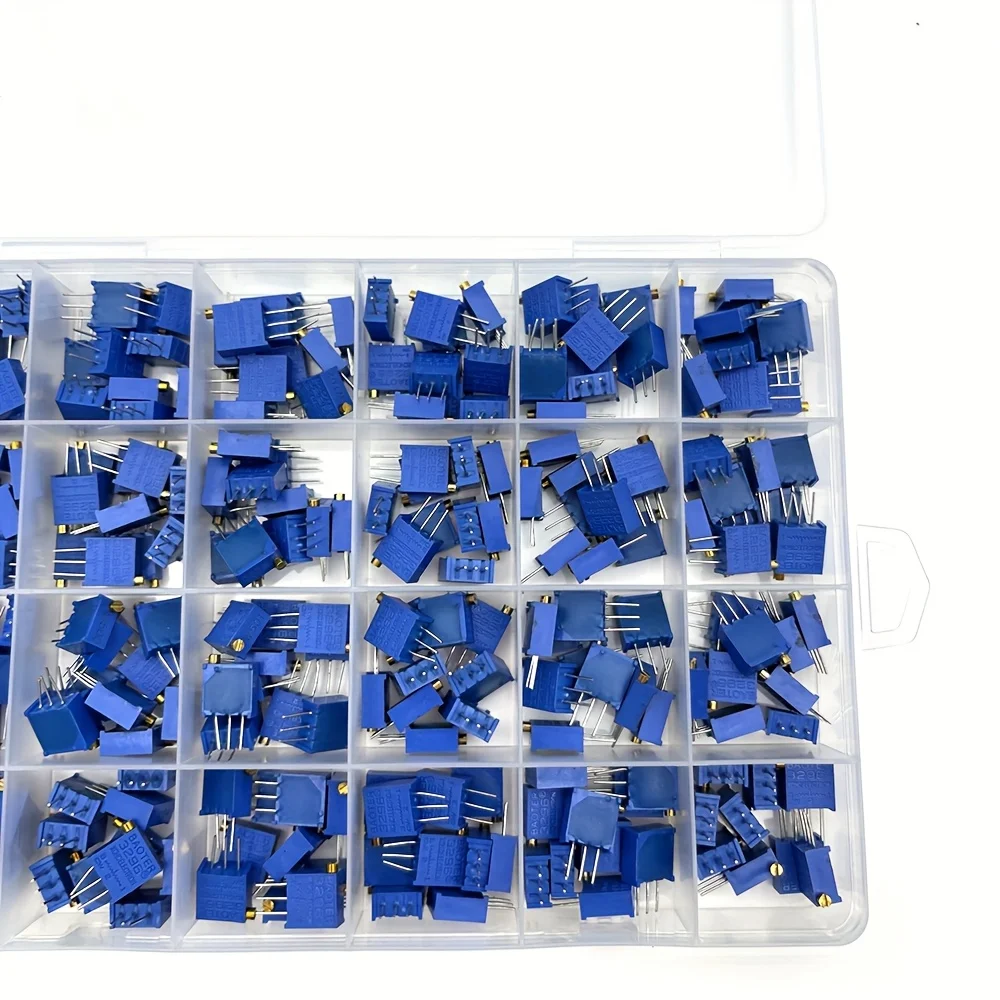 240Pcs 3296W 3296X (50R - 1M) 24 값 멀티턴 트리머 전위차계 키트 무료 상자가있는 고정밀 3296 가변 저항기