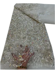 Â Luxury Handmade Beaded Lace Fabric Embroidery French Lace Wedding Dress Embroidered Sequins Lace Tulle Fabric