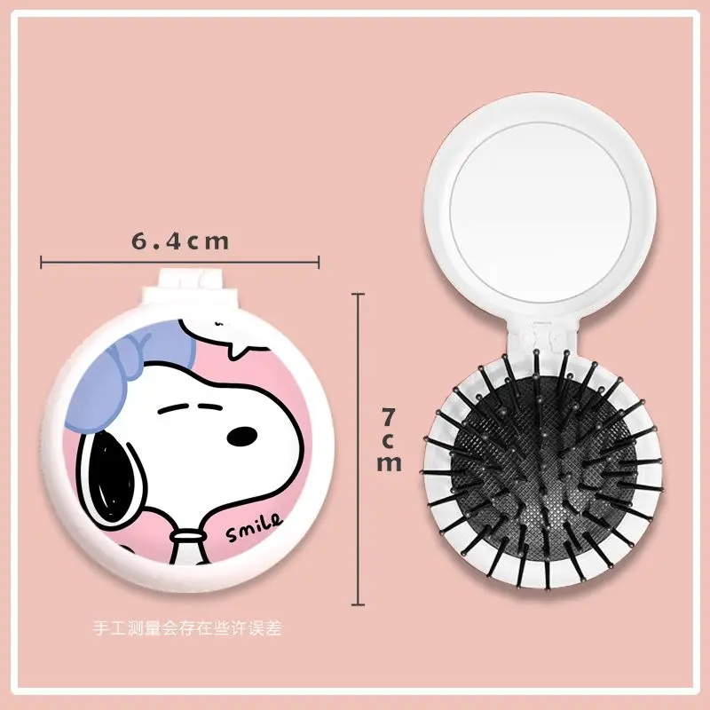 thumbnail image 1 of Espejo plegable de dibujos animados de peluche Kawaii Snoopy Charlie Brown Woodstock con peine de airbag, juguete de peluche de anime para niña, regalo de cumpleaños, 1 of 5