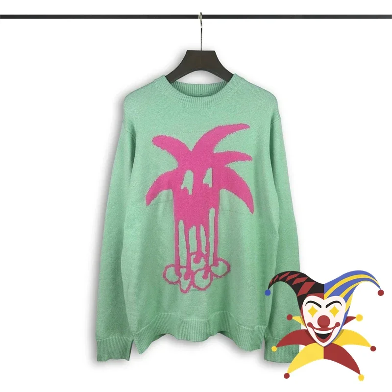 

Green Coconut Jacquard Knit Sweater For Men Women Unisex Crewneck Casual Sweatshirts