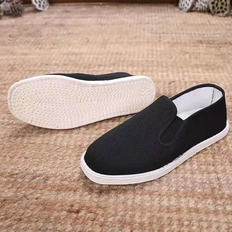 New Men's Traditional Chinese Kung Fu Black Cotton Shoes Wing Chun Tai Chi Slipper Martial Art Pure Cotton Shoes Sport Sneaker