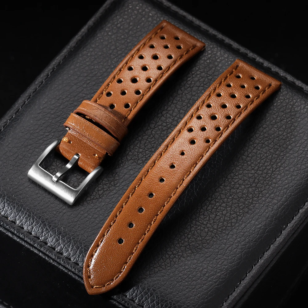 Genuine Cowhide Leather Strap - Soft Breathable Retro Wristband