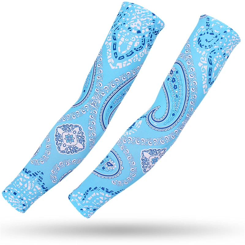 Arm Sleeves Sports 2PCS Men Women Paisley Cycling Arm Warmer Tattoo Summer Running Basketball UV Protection Ice Fabric sun protection arm sleeves cooling arm sleeves