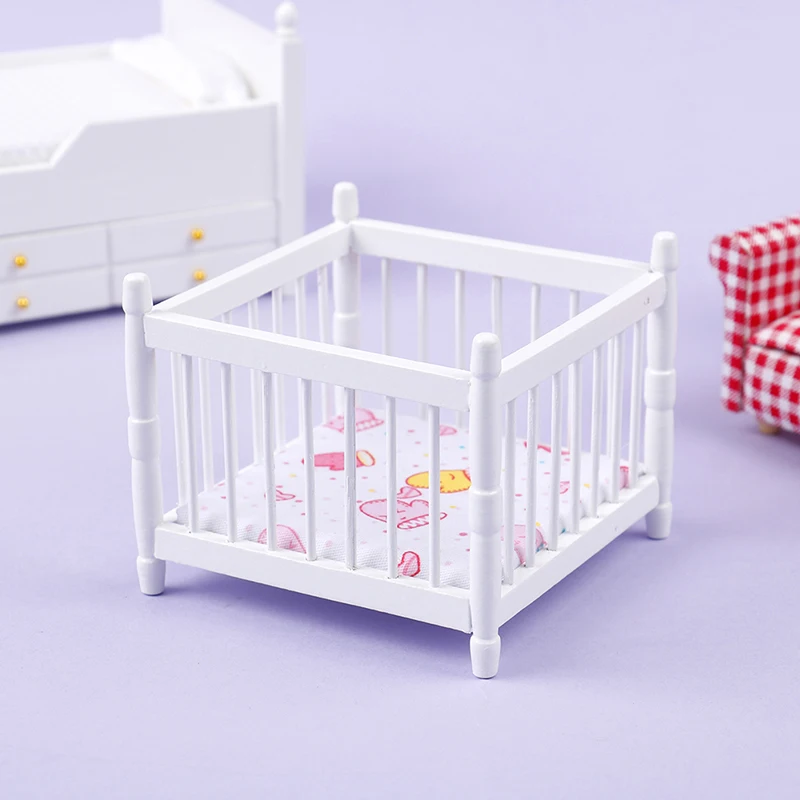 1:12 Dollhouse Miniature Wood Bed Bedroom Simulation Furniture Model Mini Doll Bed Doll Bedroom Doll House Furniture 4