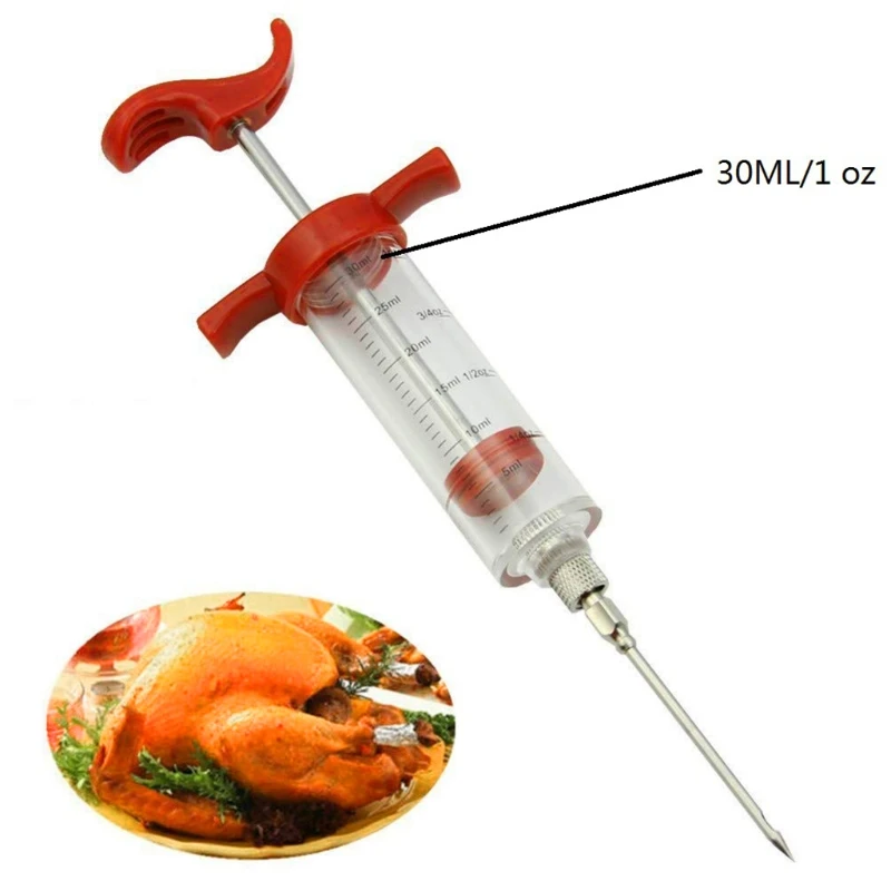 Edelstahl Gewürz Spritze Marinade Injektor Geschmack Spritze Kochen Fleisch Geflügel Truthahn Huhn Küche BBQ Werkzeug_voghion.com