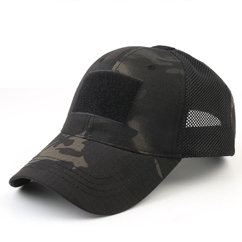 Outdoor Summer Mesh Baseball Caps Tactical Arm Green Camouflage Camo Hunting Cap Adjustable Sport Cycling Hiking Sunscreen Hats