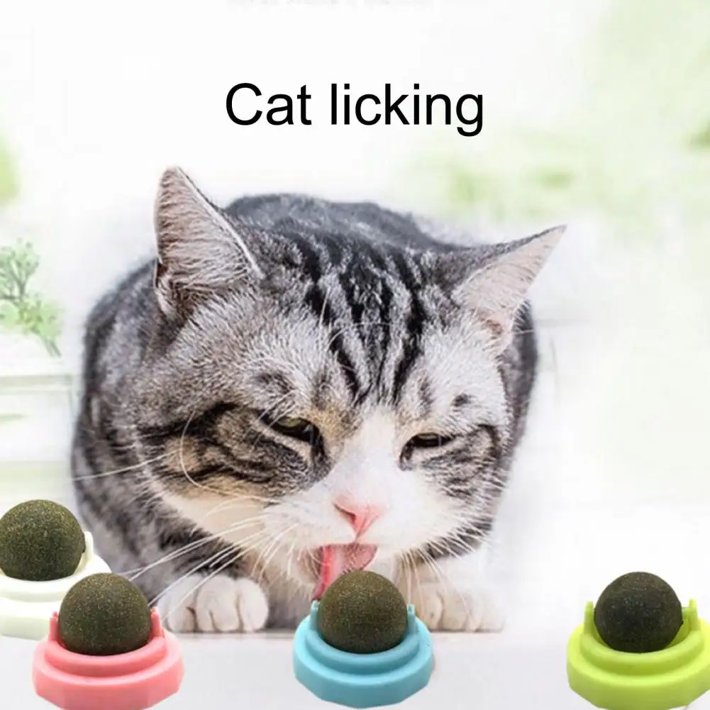 Teeth Grinding Cat Licking Toy 360 Degree Rotatable Catnip Balls Dust