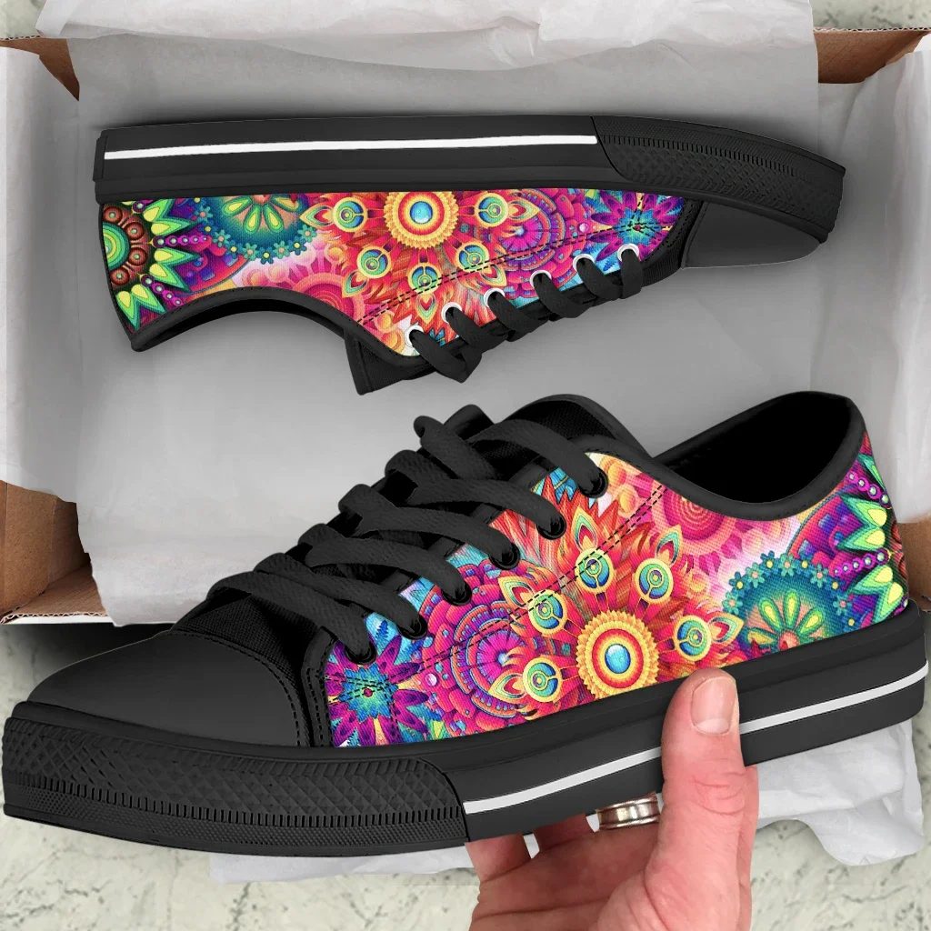 2020 Colorful Mandala Floral Casual Shoes Women Comfortable Sneakers Breathable Walking Canvas Vulcanized Shoes