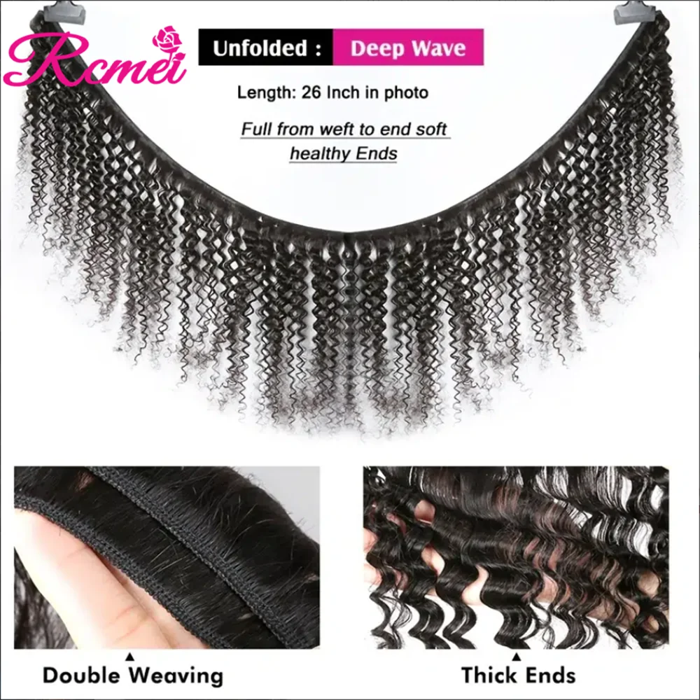 Deep Wave Bundles 26 32 Inch 100% Human Hair Bundles 10A Brazilian Hair Weaving Deep Wave Remy Extensions For Black Women