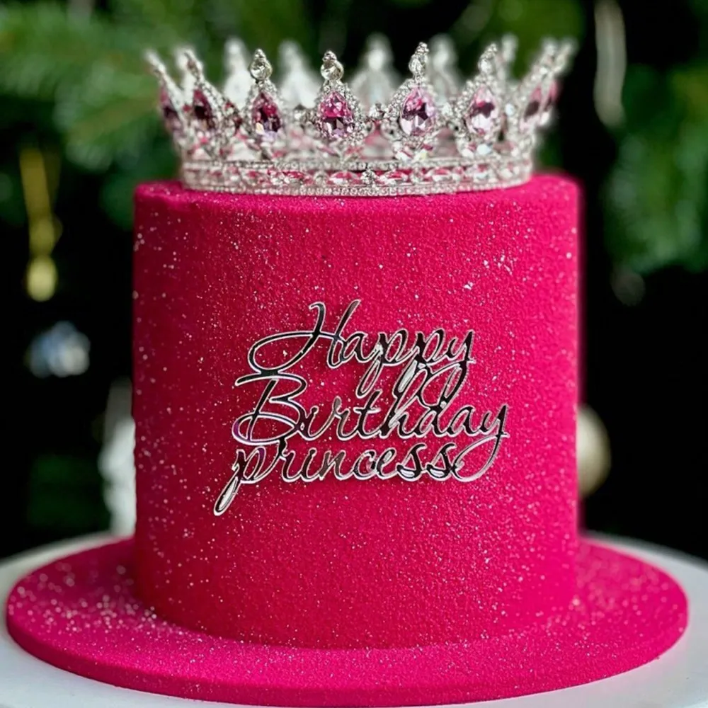 Cake Topper Cake Toppers Cake Decorations Gold Leaf Cake Decorations Birthday Party Supplies Party Decorations 5pcs Gold Silver Happy Birthday Princess Cake Topper for Birthday Girls Lady Party Cake Decoration Supplies