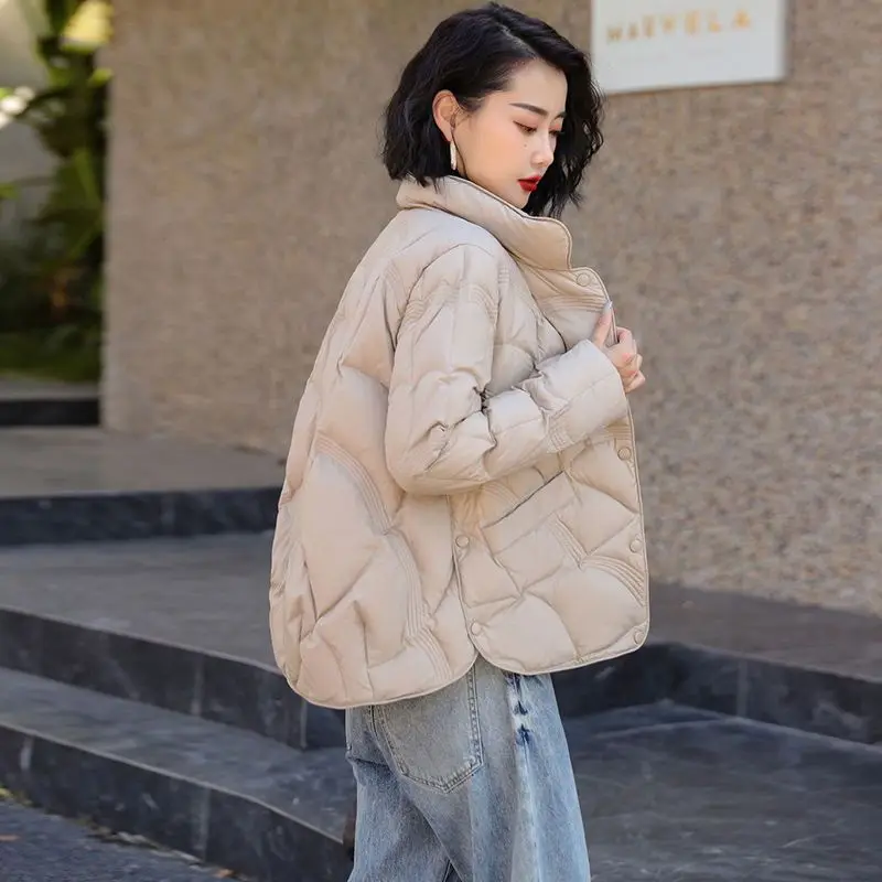 Winter Women Clothing Down Jackets Warm Lightweight Coats Quilted Jacket Parkas Single-breasted Long Sleeves Korean Chic