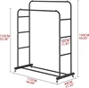 Double Rods Clothing Rack with Wheels, Garment Rack for Hanging Clothes, Multi-functional Bedroom Clothes Rack, Black 5