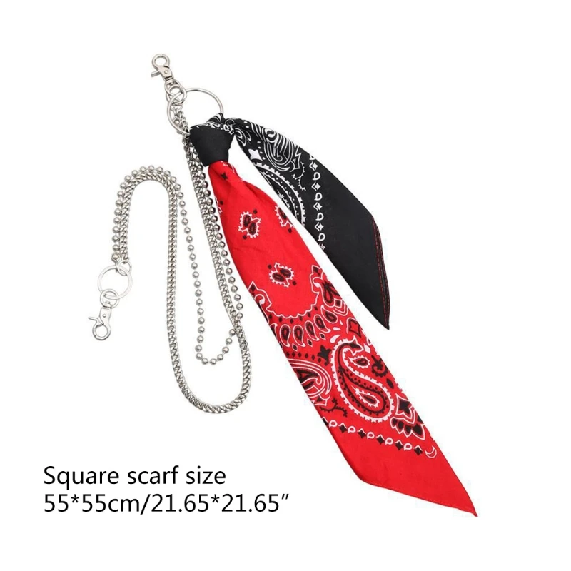 Unisex Hip Hop Paisley Bandana Halstuch Brieftasche Kette Rock Punk Band Biker Kopftuch Metall Keychain Taschen Hosen Schmuck – Detail 13