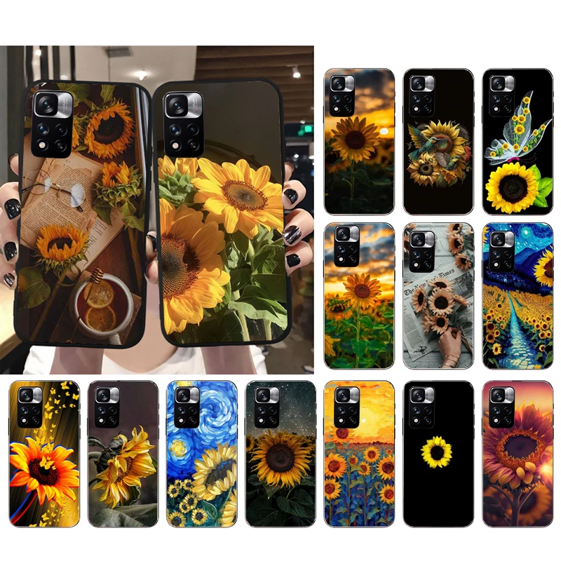 

Sunflower Butterfly Phone Case For Xiaomi Redmi Note 12 Pro 11S 11 10 Pro 10S Note 12R 12S 12 ProPlus Redmi 10 9C 12