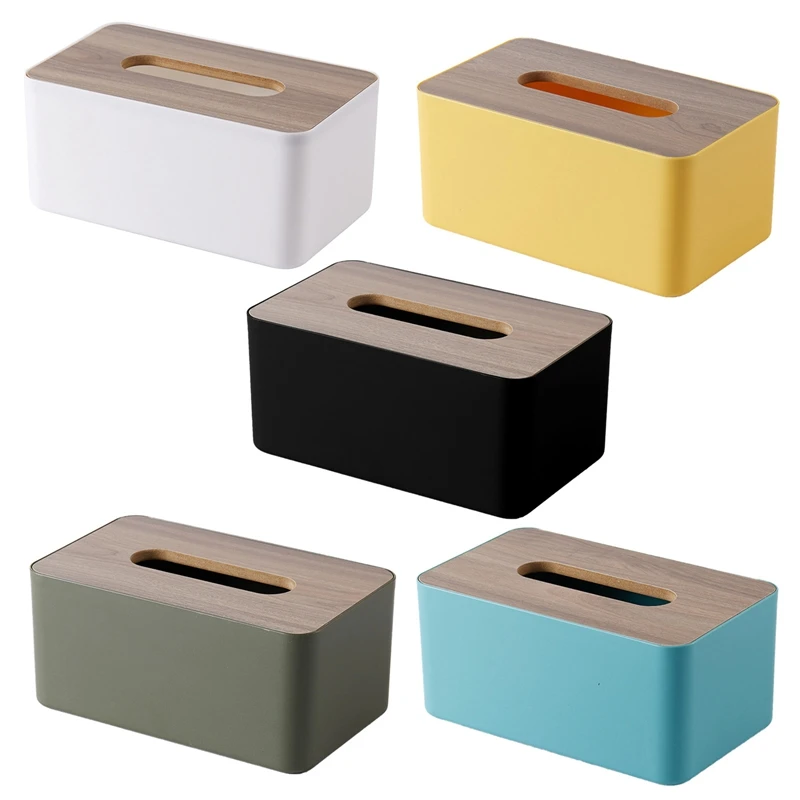 

Wooden Tissue Holder Household Paper Towel Storage Box Removable Tissue Case Boxes for Home Office