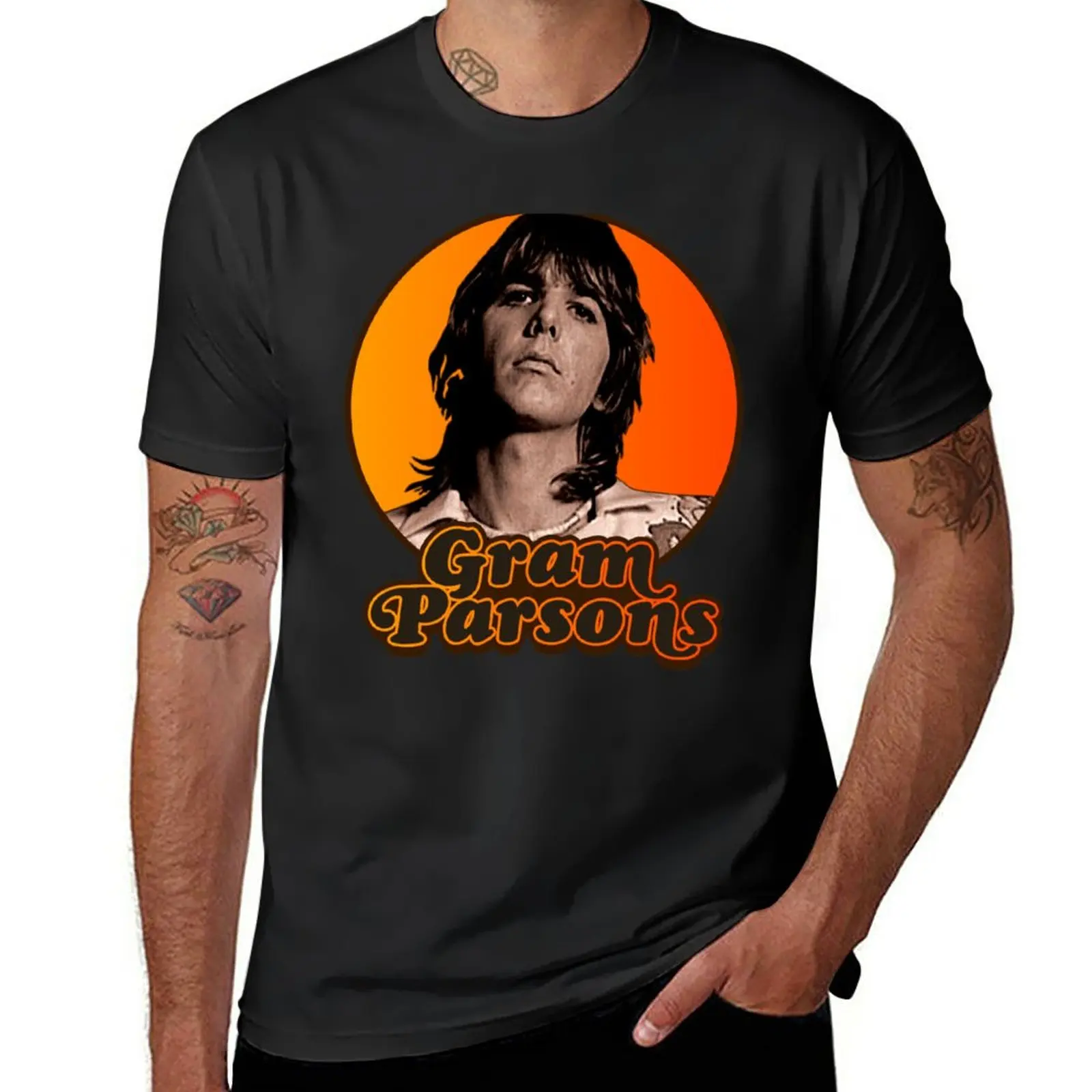 

Новая футболка с принтом Gram Parsons // Outlaw Country РЕТРО Американа Tribute, забавная черная футболка, футболка большого размера для мужчин