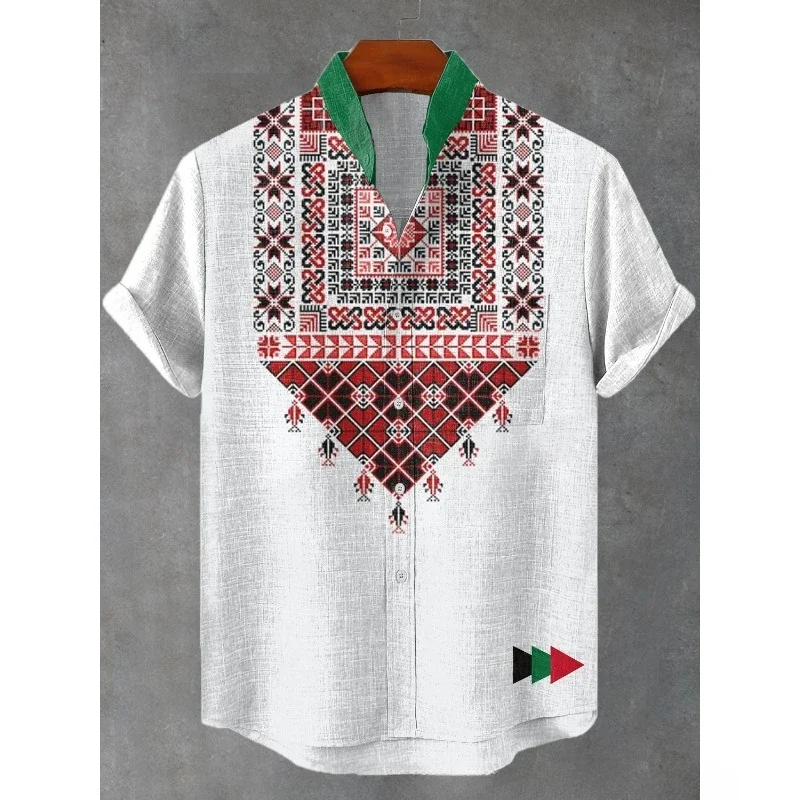 Native Pattern Hawaiian Shirt New Summer Short Sleeve Harajuku Hip Hop Streetwear Pure Elegant Shirts Casual Tops Men Clothing