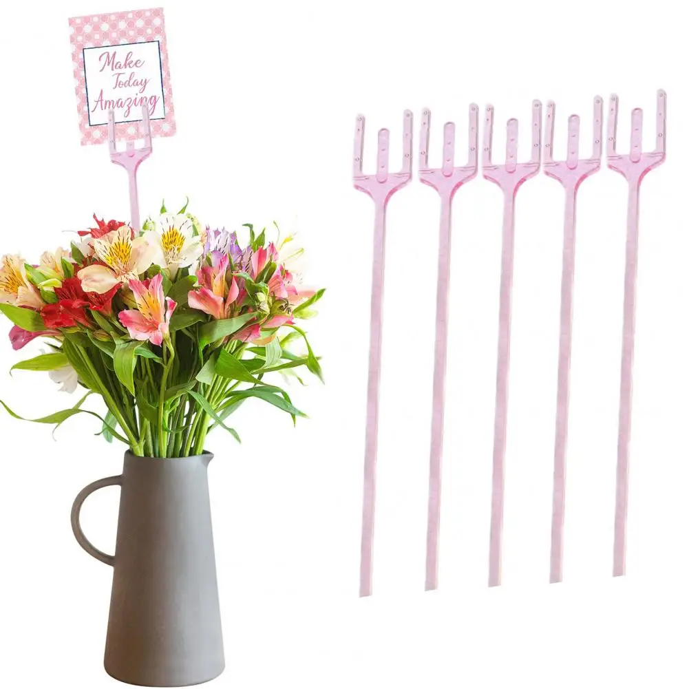 Lightweight 100Pcs Unique 3-fork Head Card Holder Centerpiece Cake Topper Stick Eco-friendly Flower Stick Exquisite for Party