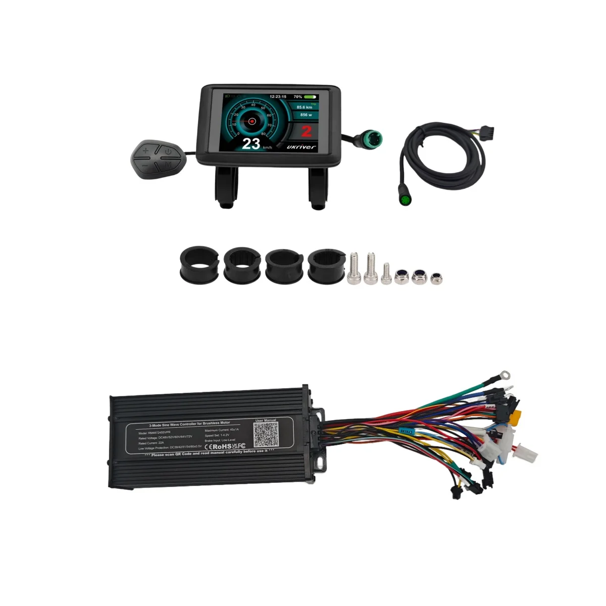Kit Contrôleur Vélo électrique 36/48V S966 + écran Sinewave + Frein PAS Accélérateur - Neuf