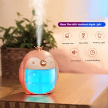 

Aromatherapy Essential Oil Humidifier Portable Cute Penguin 300ml Essential Oils Diffuser Ultrasonic Humidifier Color Night Lamp