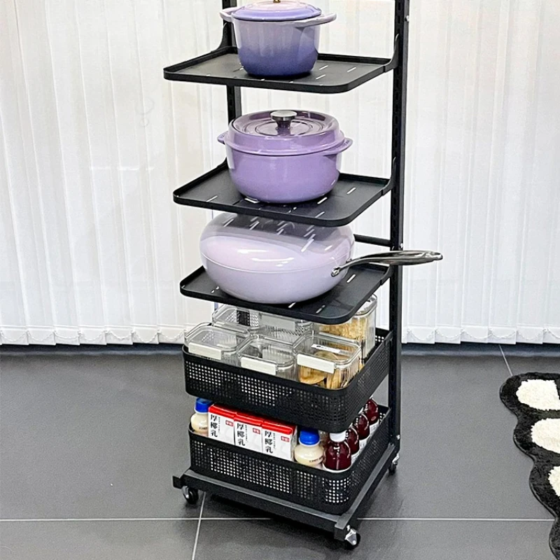 

Kitchen storage rack, pot set, floor to floor, multi-layer multifunctional fruit and vegetable snack pot, small cart