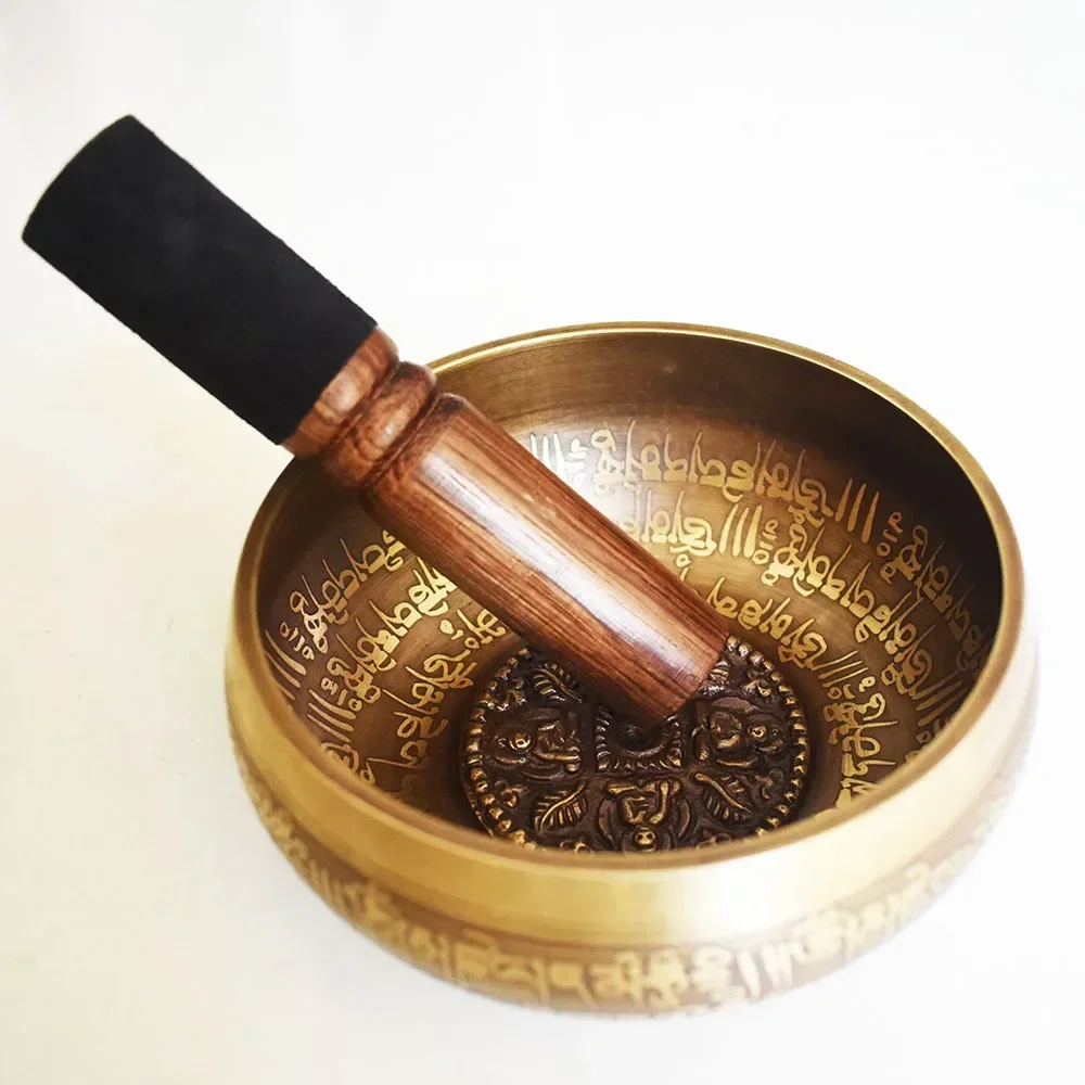 12CM Nepal Handmade Singing Bowls Set, Buddha Mantra Design, Tibetan Sound Bowl for Yoga and Meditation 2
