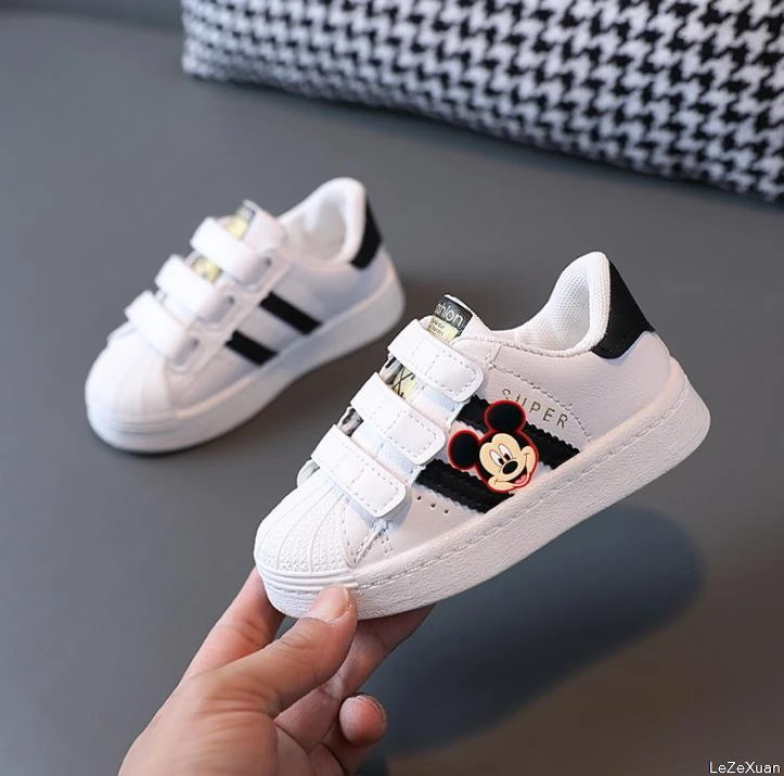 Disney zapatillas de dibujos animados de Mickey Mouse para niño y niña, zapatos de Primeros pasos antideslizantes, suela suave, informales| | -