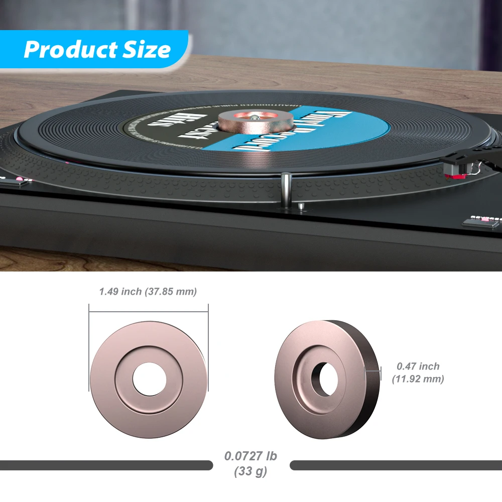 알루미늄 7 인치 EP 비닐 레코드 플레이어 45 RPM 어댑터 균형 금속 디스크 클램프 턴테이블 7 비닐 레코드