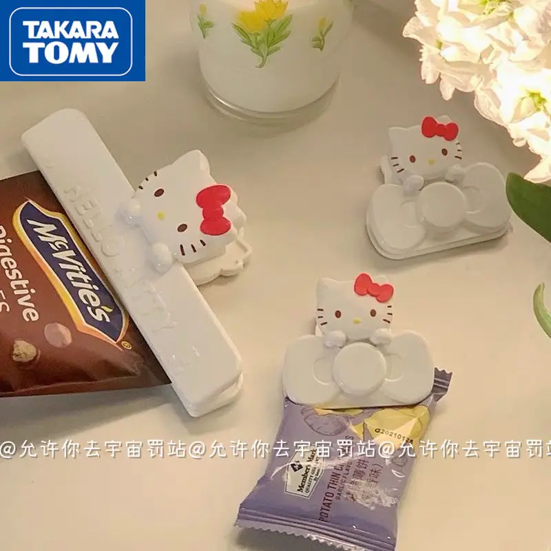 

Зажим TAKARA TOMY Hello Kitty для закусок, милый мультяшный удобный зажим, магнитная цена, наклейки для домашнего холодильника