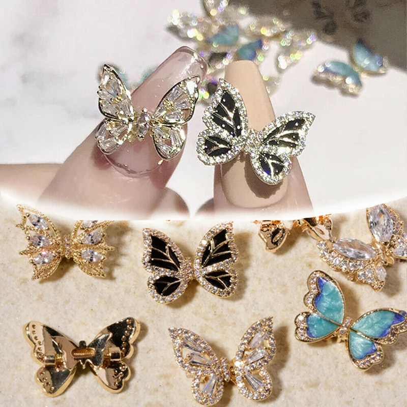 

1PC 3D Flying Butterfly Nail Art Decorations Alloy Butterfly Nail Rhinestones Nail Jewelry Crystal Nail Jewelry DIY Manicure