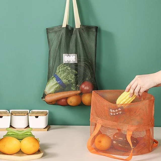 Hordozható Bevásárló Táska Újrafelhasználható Tárolóháló Táskák Mosható Kézitáska Élelmiszerbolt Gyümölcs Zöldség Üreges Nettó Fokhagyma Hagyma Szervező