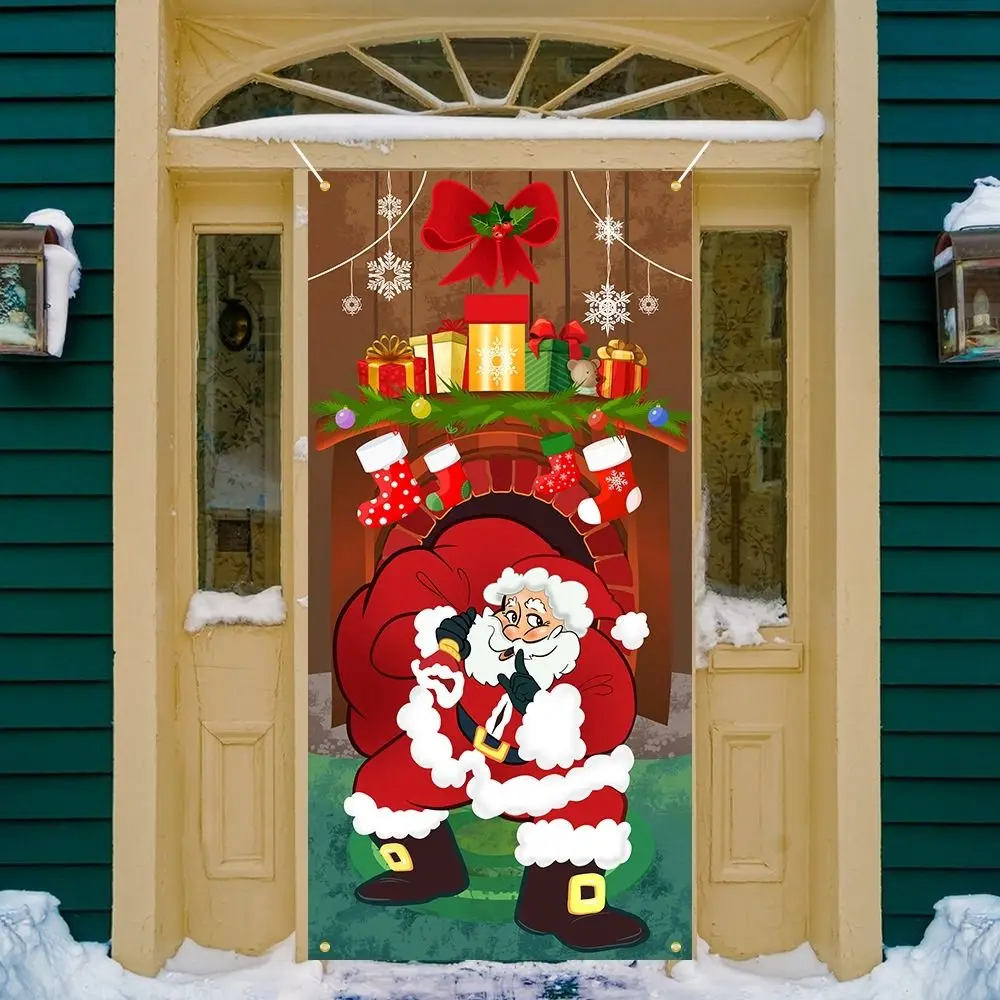 Bannière Porte Noël Bonhomme De Neige - 180x90 Cm - Décoration Intérieure/extérieure, Polyester, œillets