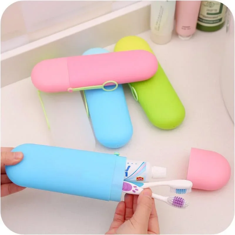 Portable Travel Toothpaste Toothbrush Holder Hat Box Household Storager Bathroom Accessories 1/3/5pcs (Random Color) toothbrush holder