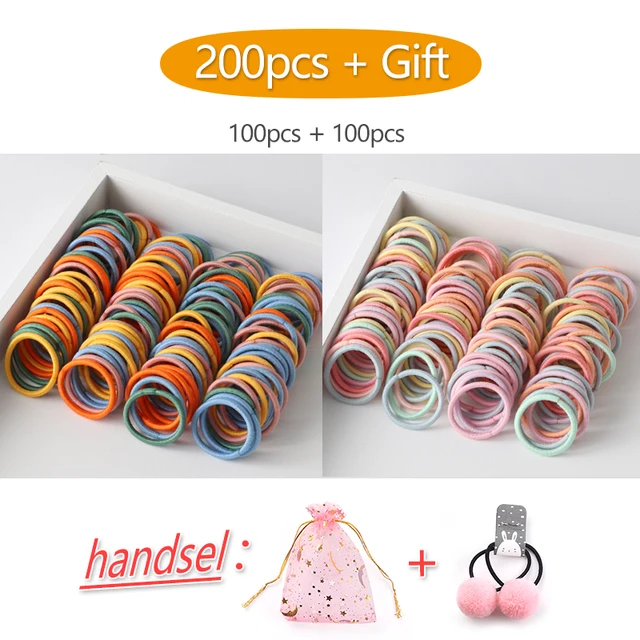 100PCS/Set Girl Hair Ring Children Ponytail Elastic rubber band hair band Hair Accessories girl Headband Scrunchie Headdress Set 200pcs-37