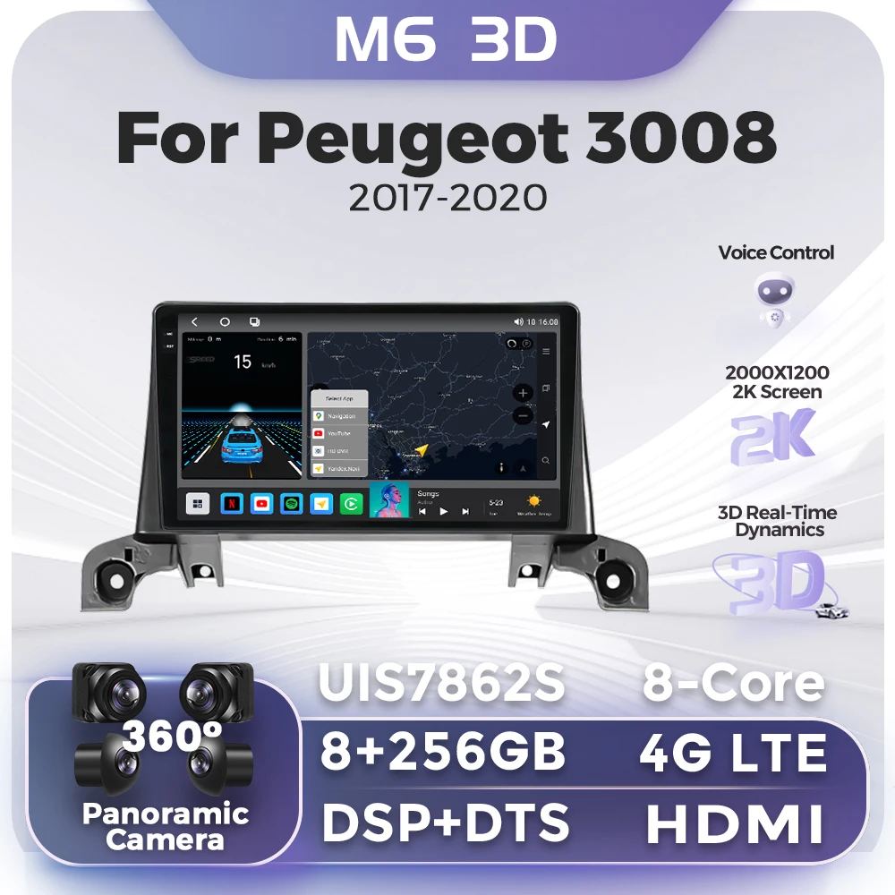 Nuovo Lettore Multimediale Stereo Autoradio Android Qualcomm Bt5.1 Wireless Apple Carplay Auto Per Peugeot 5008 4008 3008 2017 - 2020