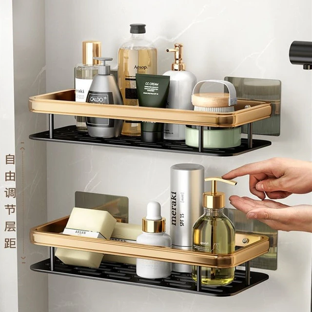 Bathroom Shelves Wall Punch Free Shampoo Racks Kitchen Condiments Storage  Holder