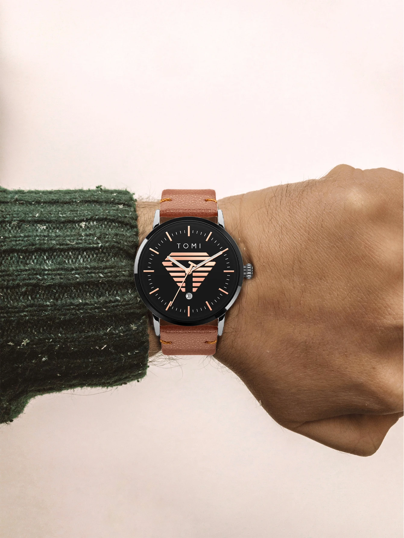 TOMI Men's Watch Minimalist Casual Business Quartz Watch Luxury Fashion Men's Leather Quartz Watch Clock Gift
