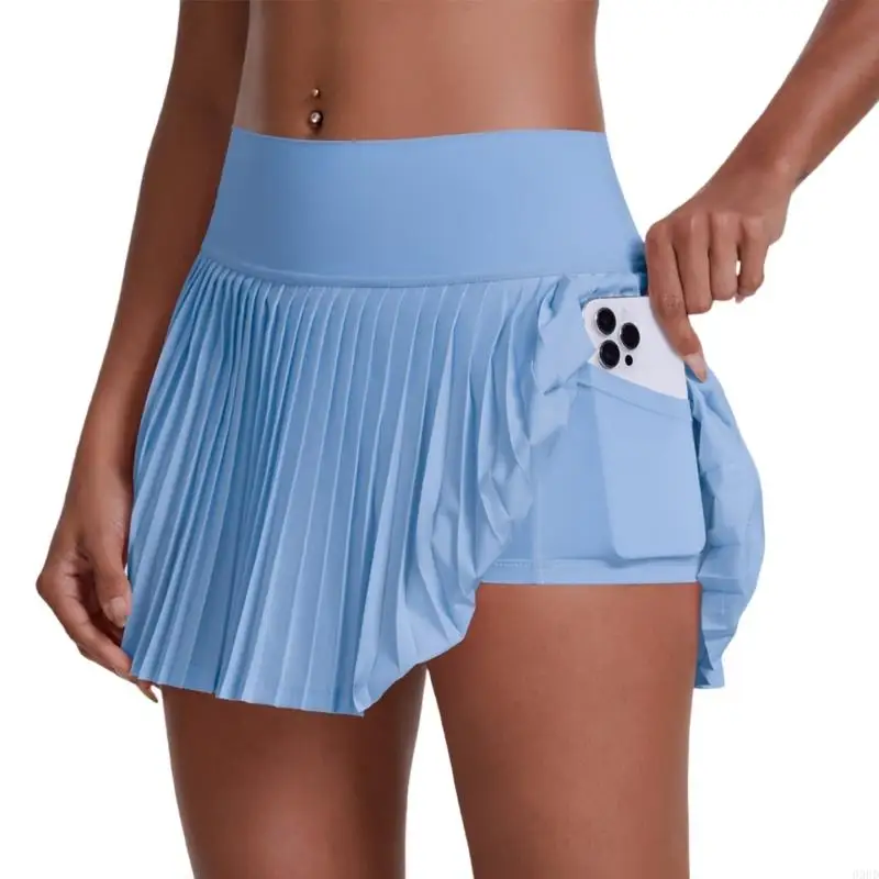Tennisrock mit hoher Taille für Frauen, die in Shorts Hohe Taille Athletic Golf Skorts Röcke für Tennislauf -Fitness -Training – Detail 3