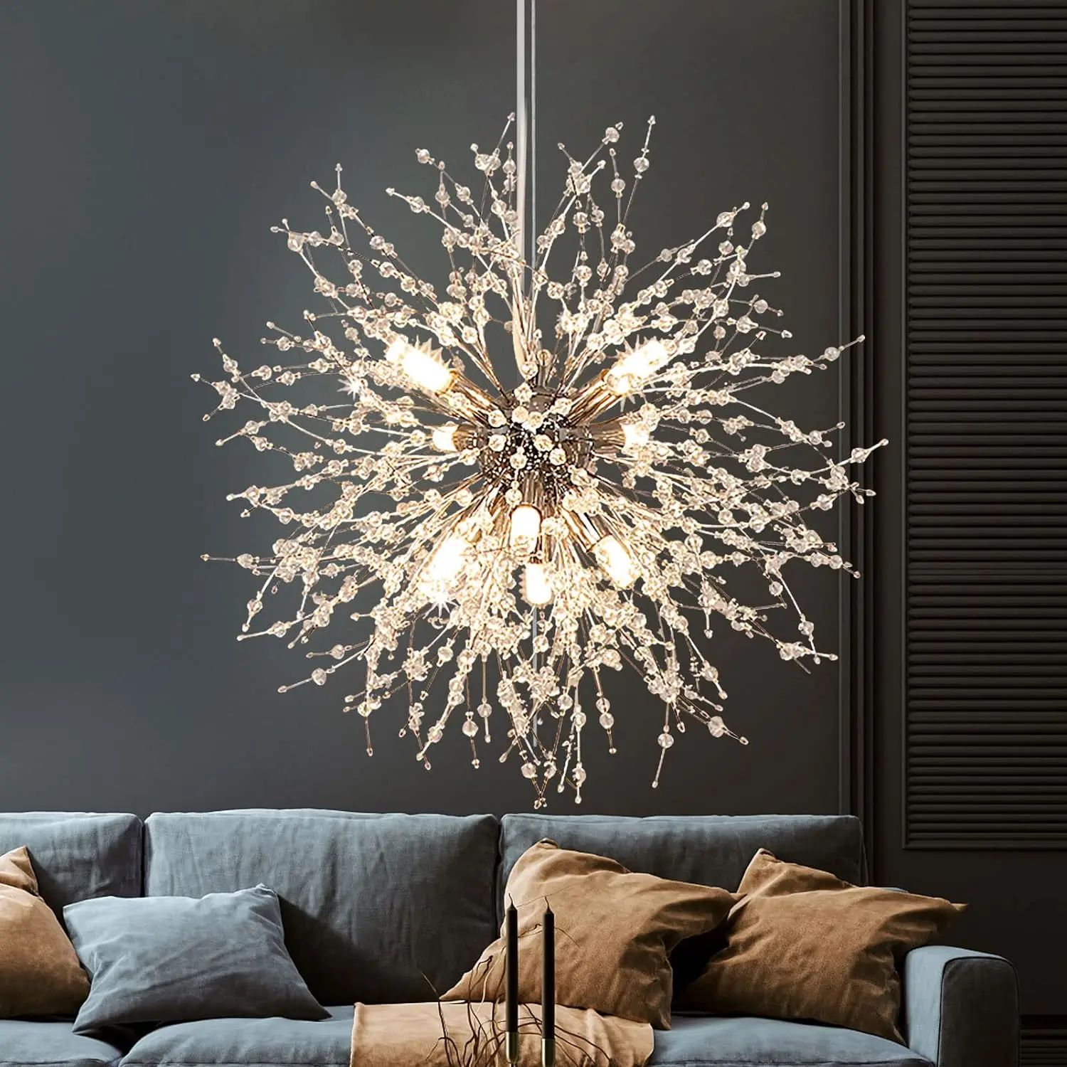 

Depuley Modern Crystal Dandelion Firework Chandelier, 8-Light Pendant Light fixtures, Sputnik Pendant Lighting