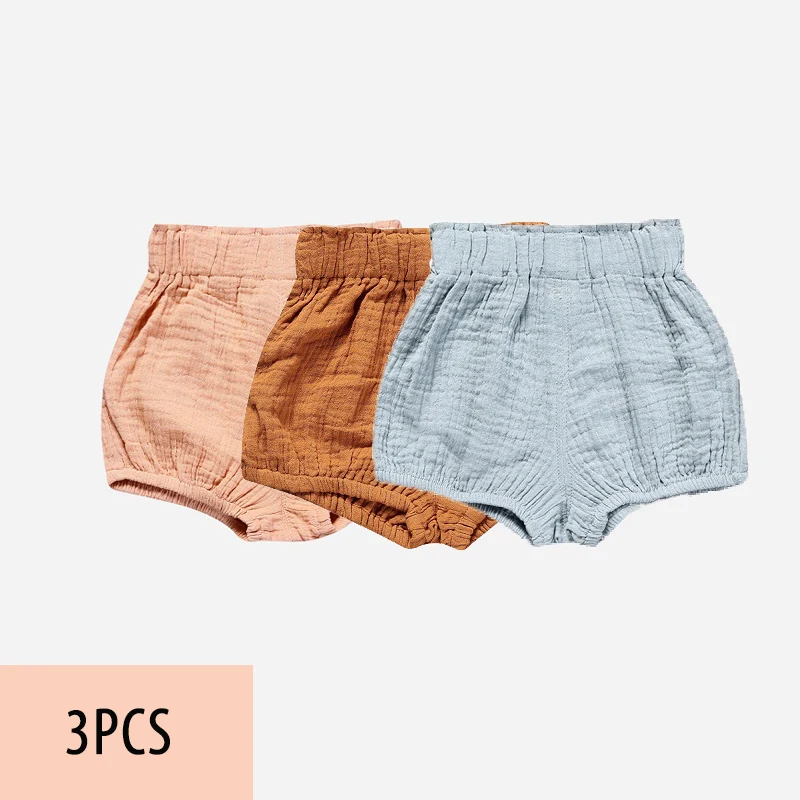 3PCS Summer Baby Girls Shorts Kids Clothing Pants For Boys Clothes Comfortable Cotton Linen Fashion Children's Shorts 3M-6T