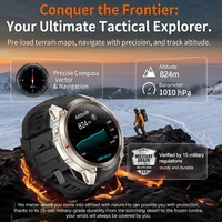 Montre connectée GPS tactique d'extérieur avec carte hors ligne, boussole, moniteur de fréquence cardiaque, tracker d'activité, étanche 5ATM, montres de sport d'aventure 4