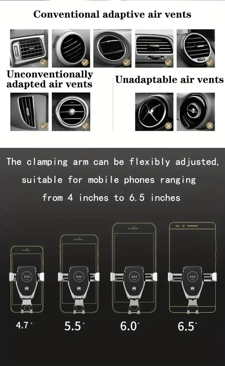 30W Car Wireless Charging Phone Holder 360° Rotation Car Navigation GPS Bracket For iPhone Xiaomi Samsung Fast Charging Station