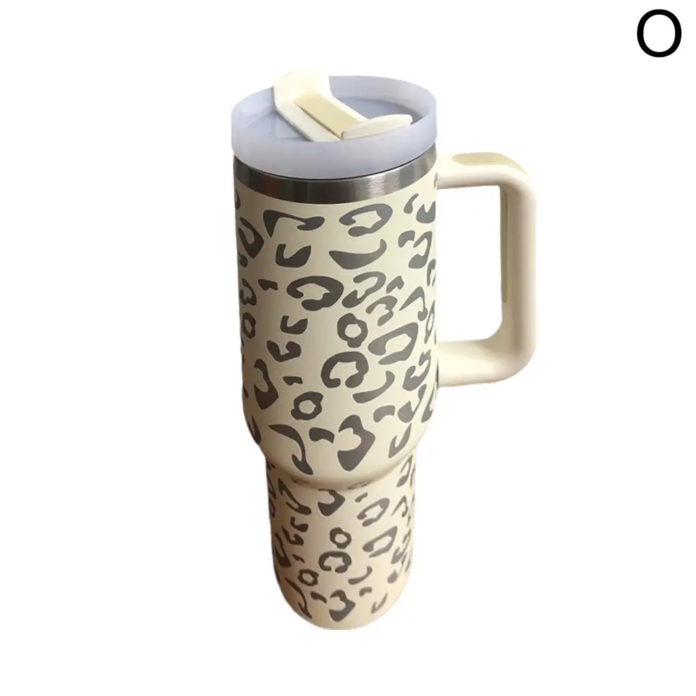 40 Oz H 2.0 Leopard Print Tumbler with Handle Car Mug with Straw Outdoor  Travel Stainless Steel Thermos Customizable Gifts - AliExpress