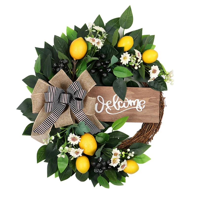 

Artificial Lemon Wreath Spring Summer Wreath For Front Door Window Wall Wedding Party Farmhouse Home Decoration