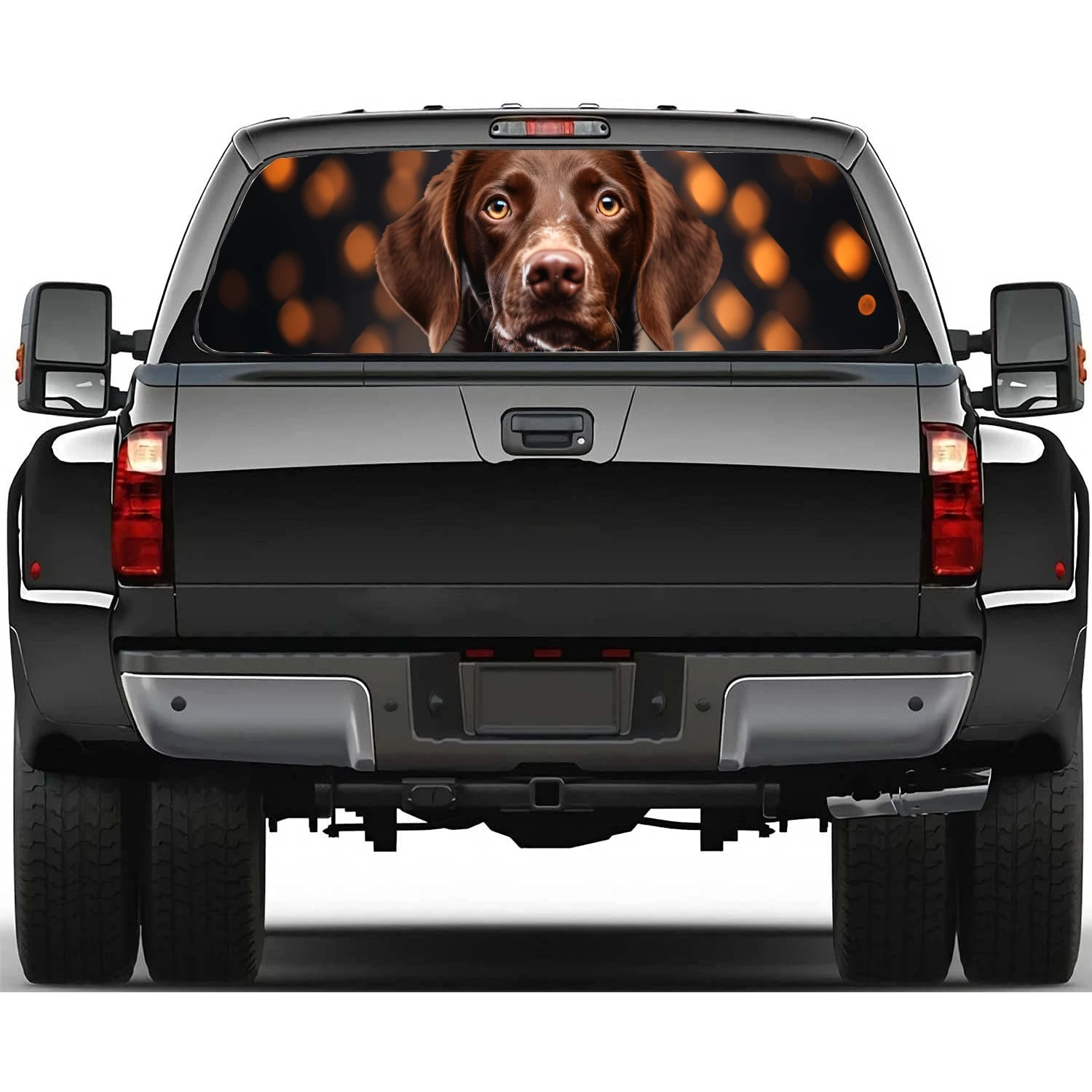 

Chocolate Labrador Animal Dog Rear Window Decal Fit Pickup,Truck,Car Universal See Through Perforated Back Windows Vinyl Sticker