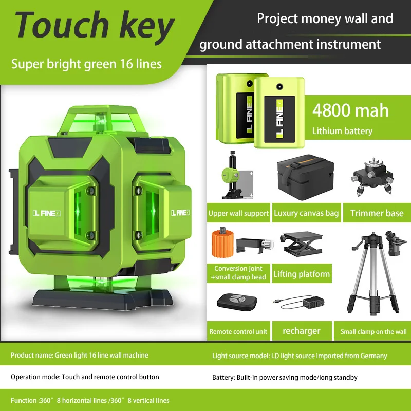 Xiaomi Lfine 4D 16 Lines 360&deg;Self-leveling Laser Levels Tripod Suitcase Horizontal Vertical Professional Laser Level Tool laser level
