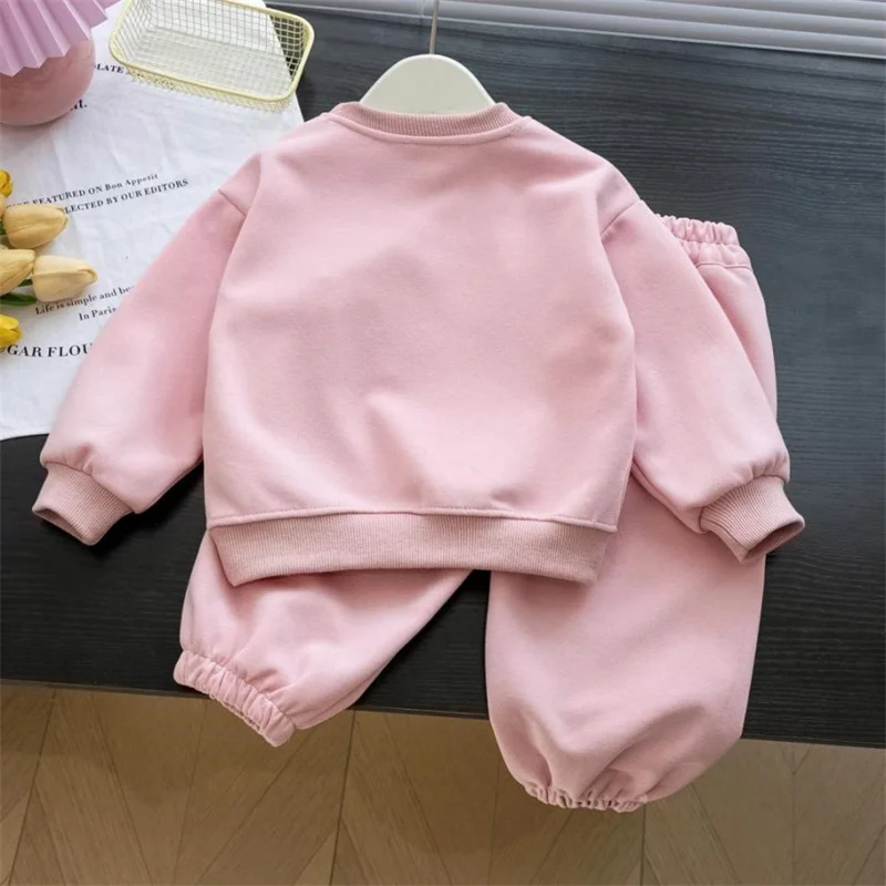 세트 라운드 넥 긴팔 바지 2 피스 용수철, 가을 캐주얼 패션 스포츠 세트, 12-6 세, 2024