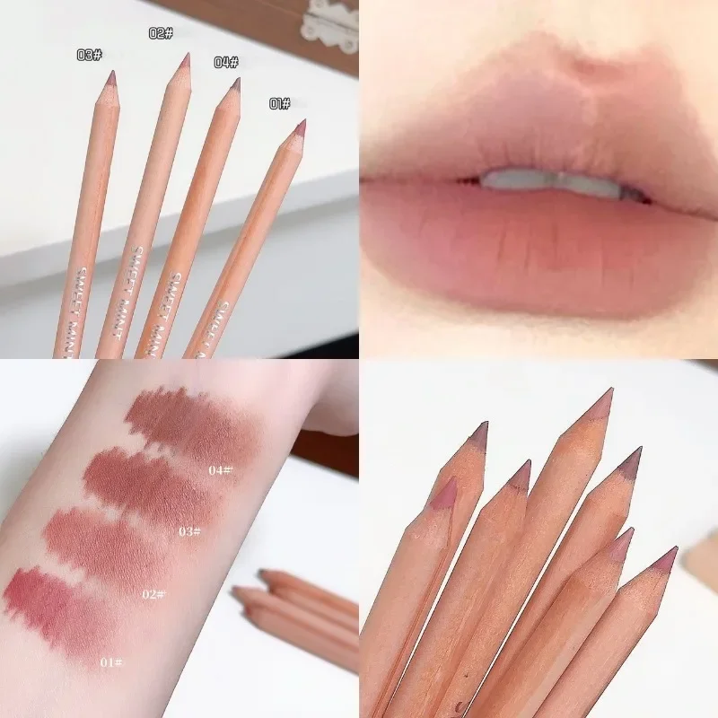 Rose Pink Lip Liner Matte Long Lasting Natural Lipliner Pencil Wooden Pole Nude Brown Lip Liner Lipstick Lips Contour Makeup - 4