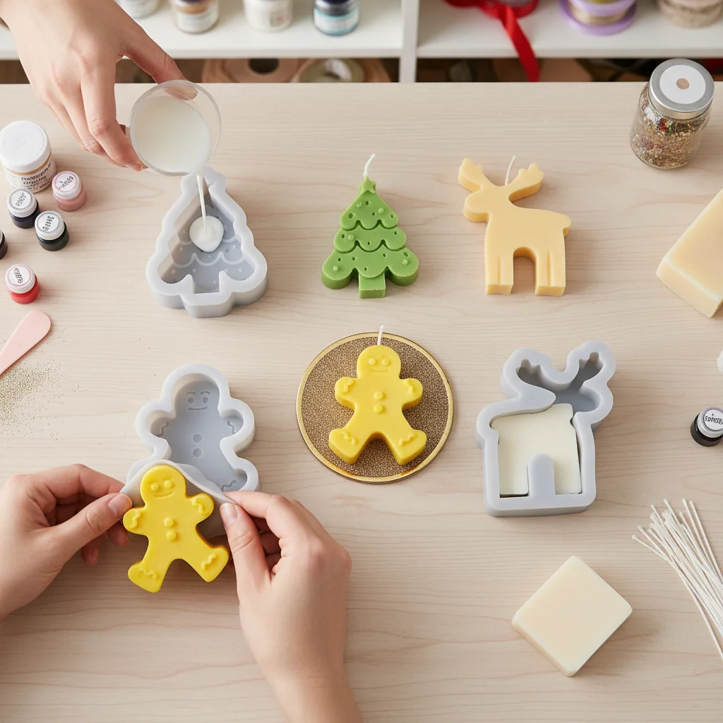 Silicone Christmas Candle Molds for DIY Aromatherapy Soap