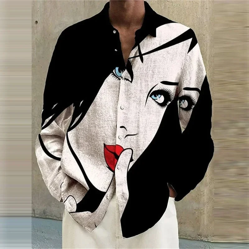 Men's shirt fashion casual graffiti abstract street outdoor prom quality material soft and comfortable 2023 new